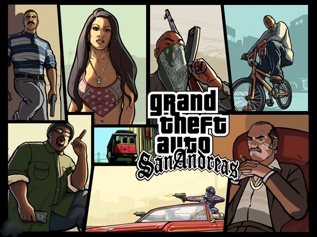 Grand Theft Auto San Andreas title screen for Xbox